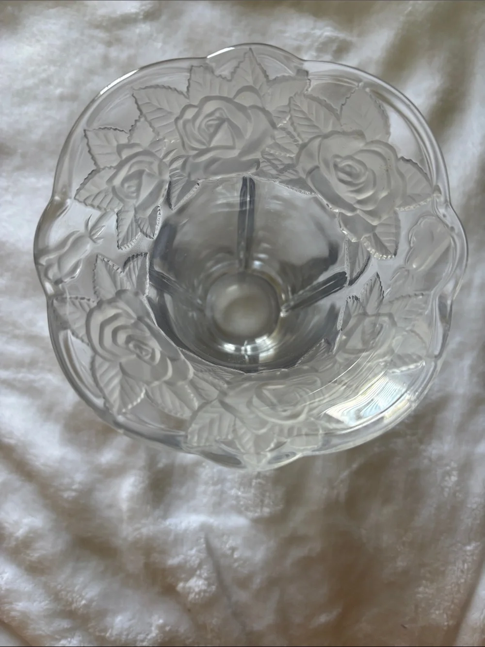 Vintage Crystal Rose-Trim Vase